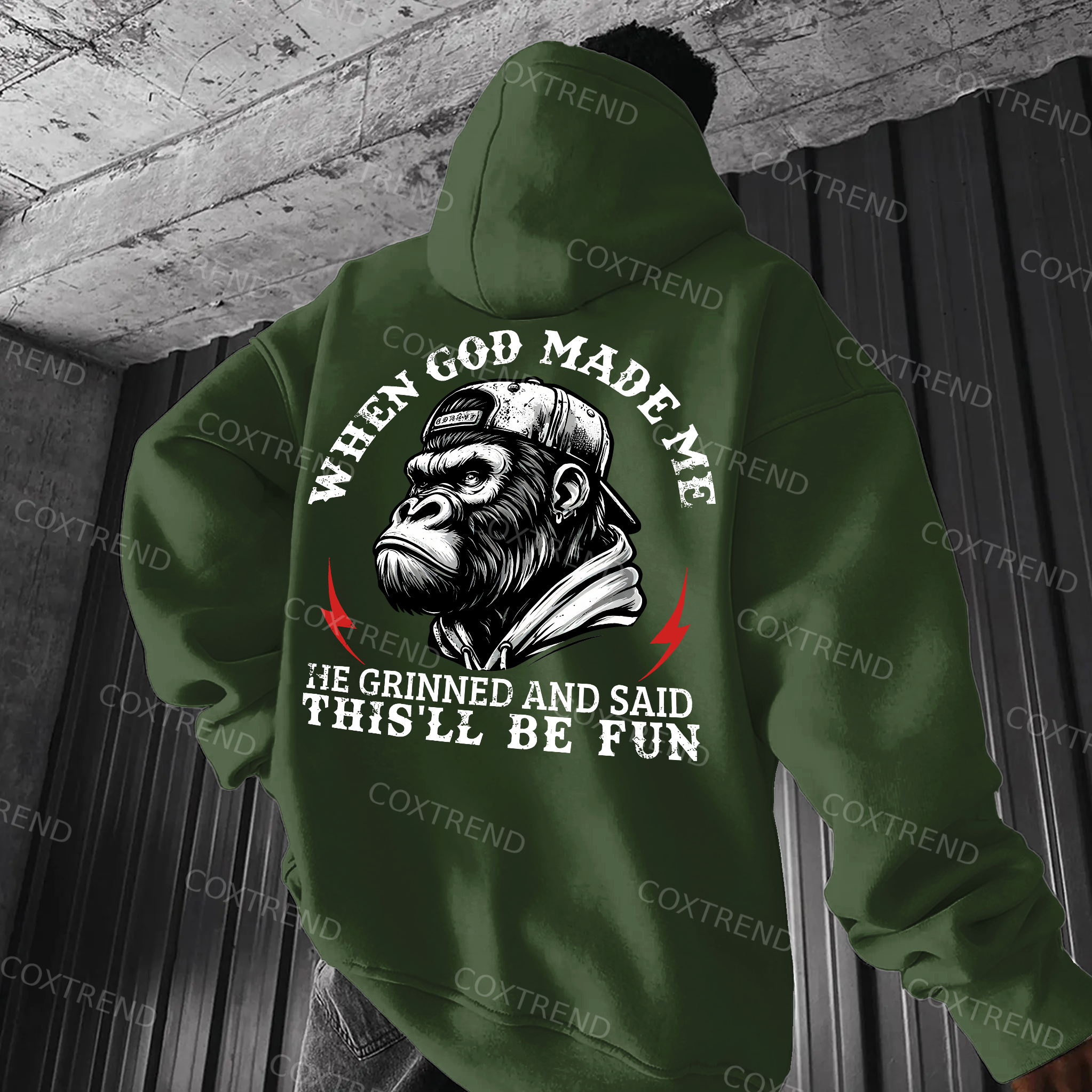 When God Made Me He Grinned And Said This'll Be Fun Printed Men's Hoodie