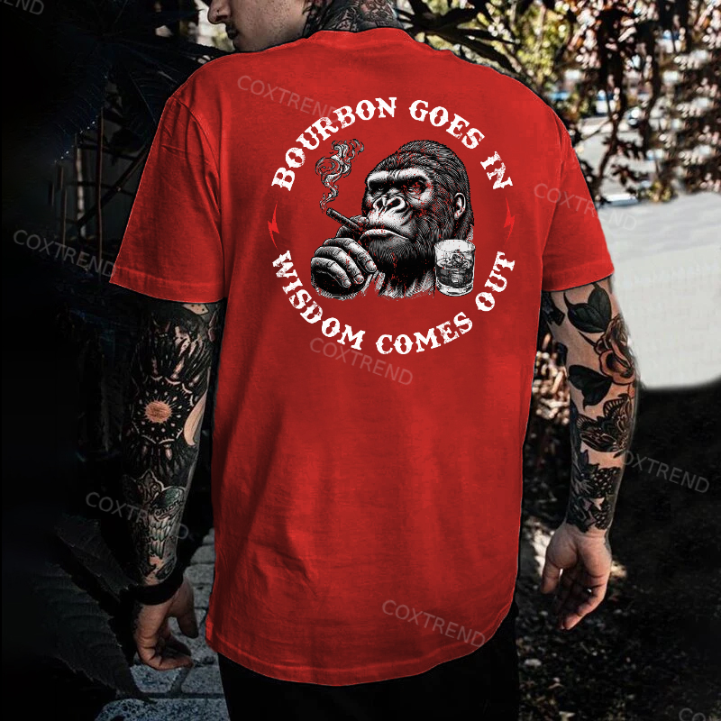 Bourbon Goes In Wisdom Comes Out Printed Men's T-shirt