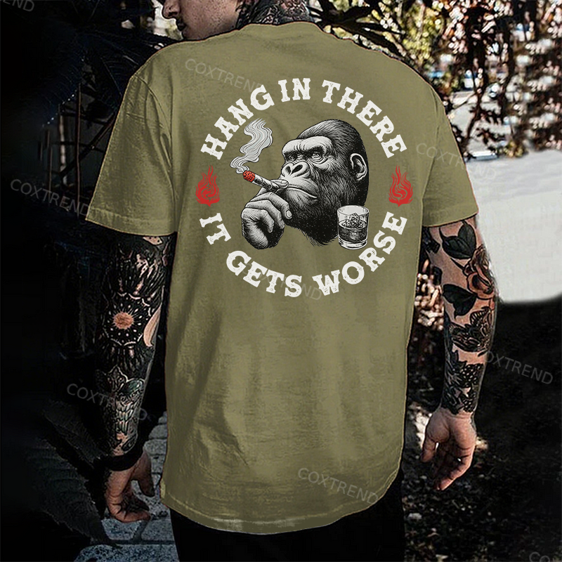 Hang in There It Gets Worse Monkey Men's T-shirt