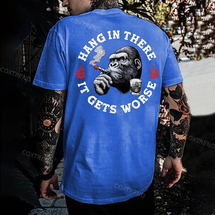 Hang in There It Gets Worse Monkey Men's T-shirt