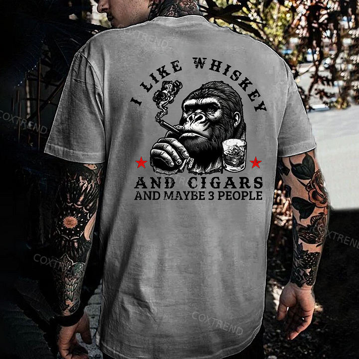 I Like Whiskey And Cigars And Maybe 3 People Printed Men's T-shirt