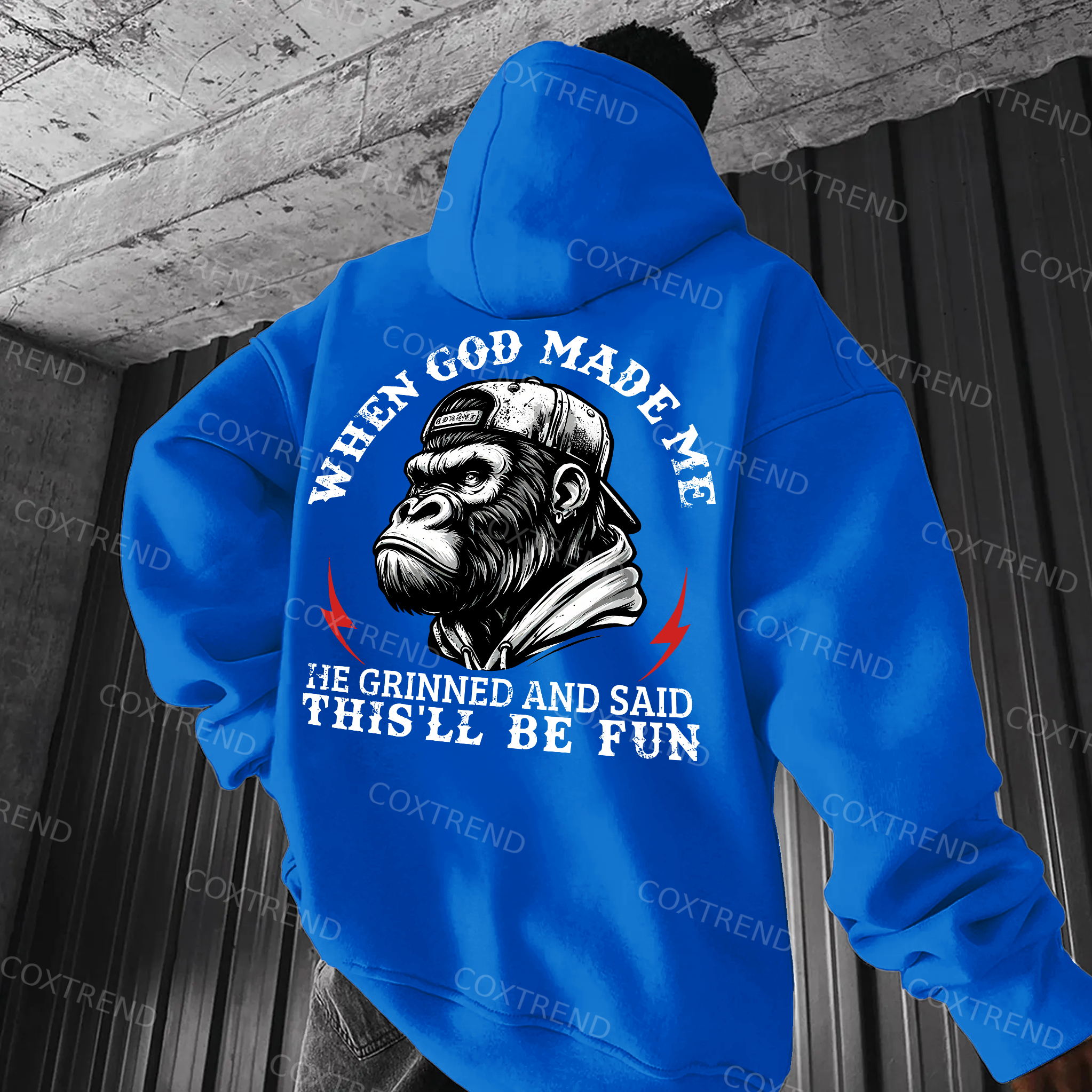 When God Made Me He Grinned And Said This'll Be Fun Printed Men's Hoodie