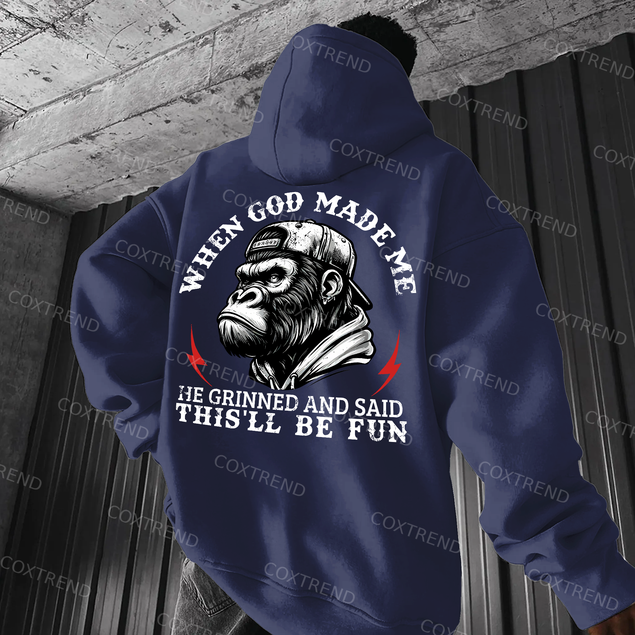 When God Made Me He Grinned And Said This'll Be Fun Printed Men's Hoodie