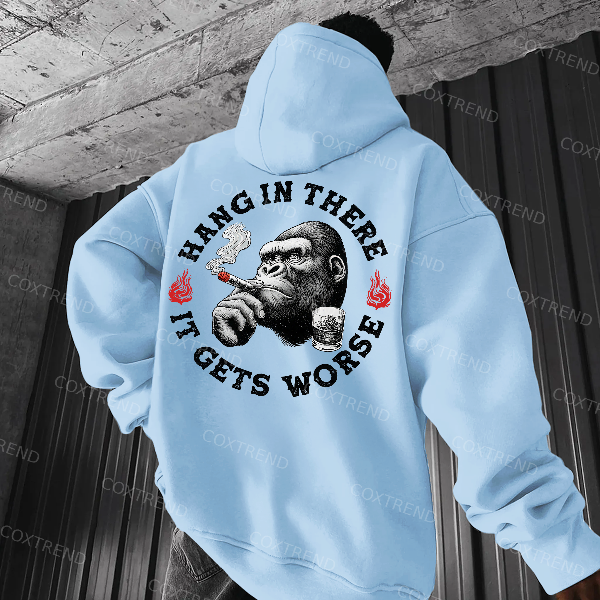 Hang In There It Gets Worse Printed Men's Hoodie