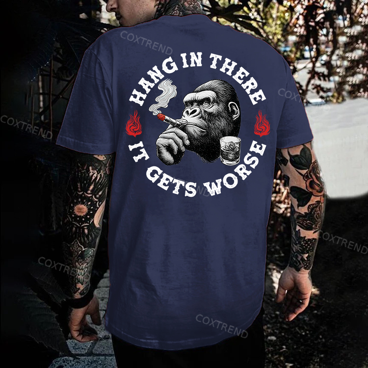 Hang in There It Gets Worse Monkey Men's T-shirt