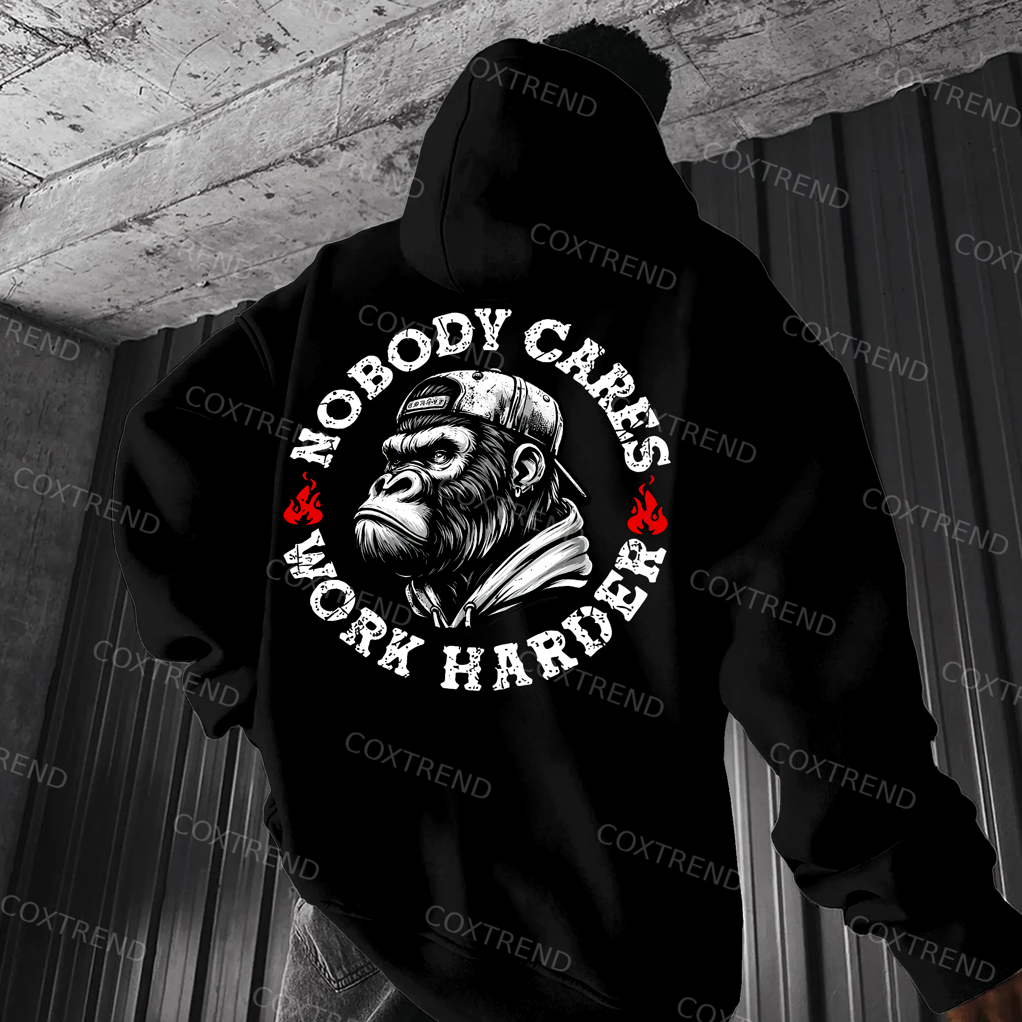 Nobody Cares Work Harder Printed Men's Hoodie