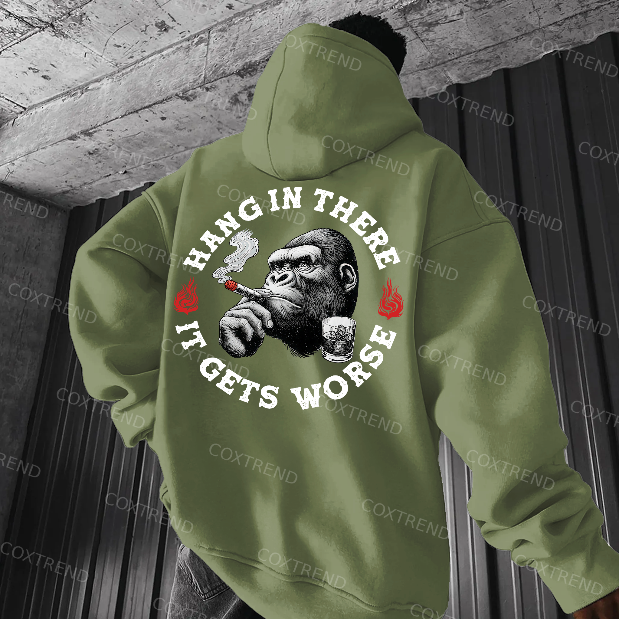 Hang In There It Gets Worse Printed Men's Hoodie