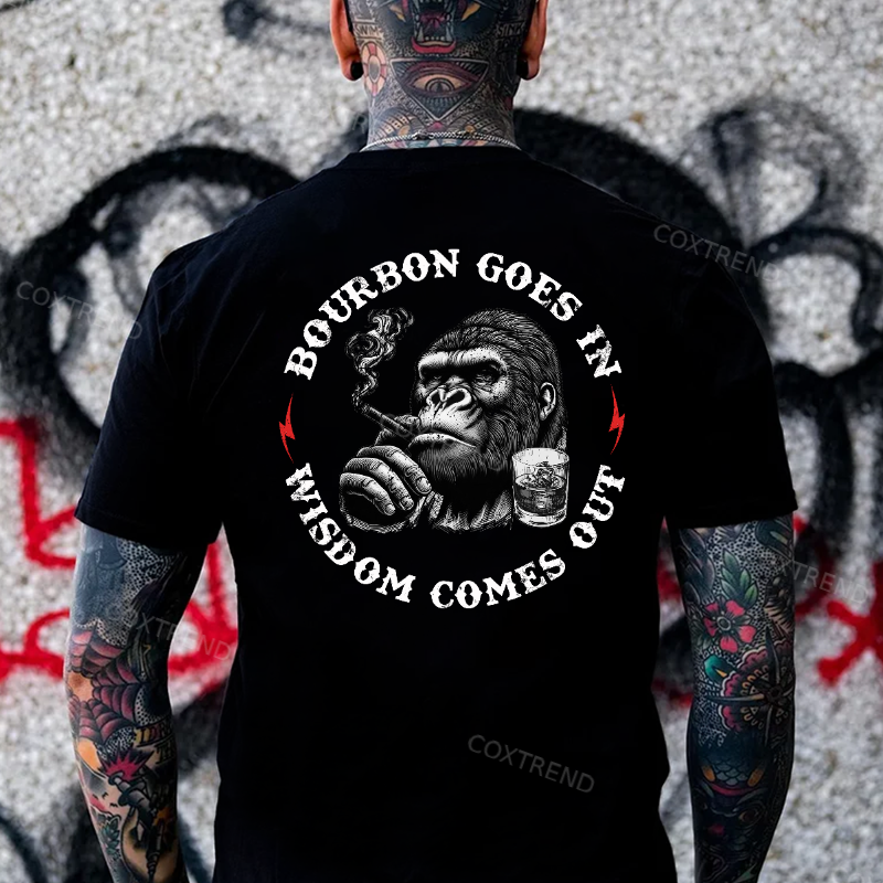 Bourbon Goes In Wisdom Comes Out Printed Men's T-shirt