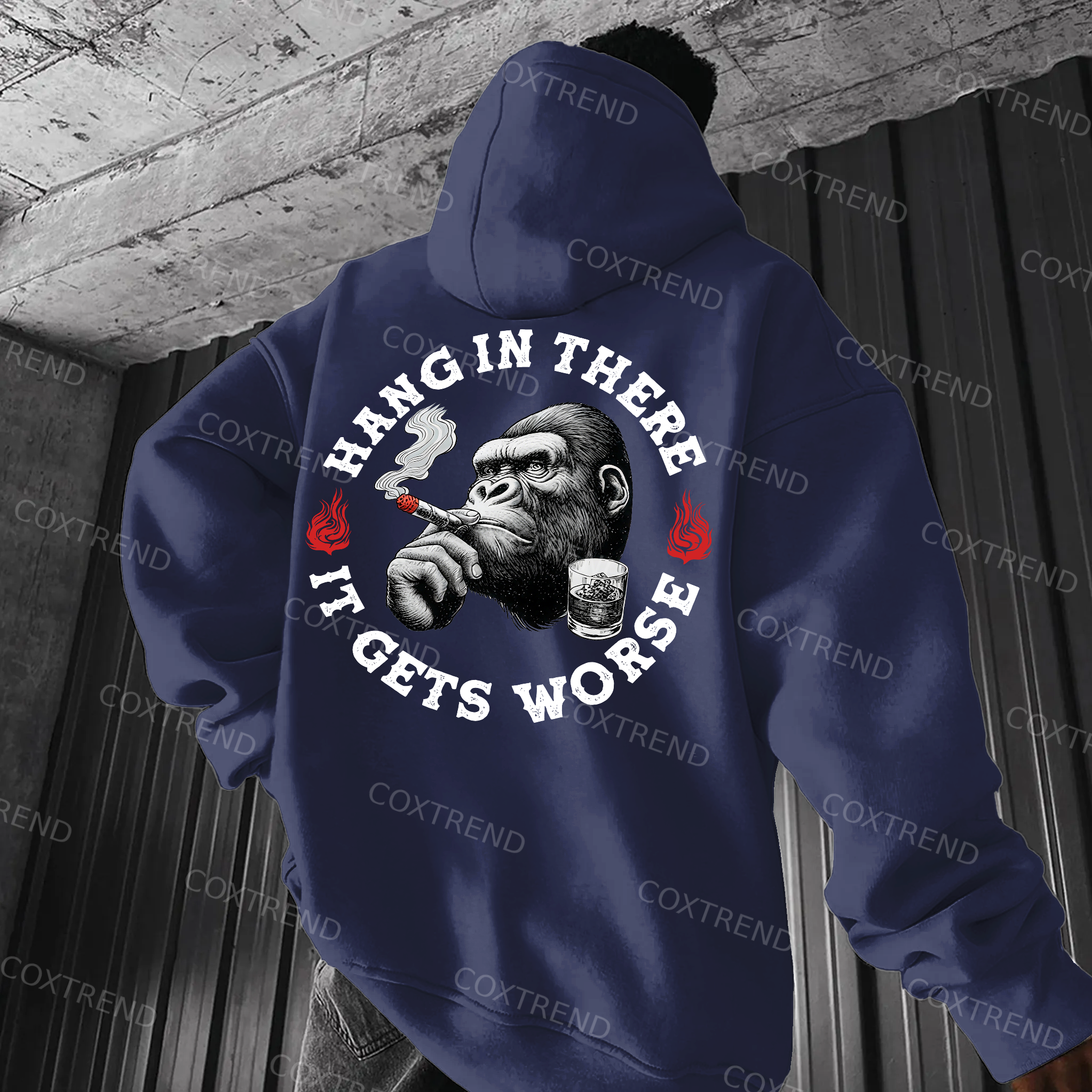 Hang In There It Gets Worse Printed Men's Hoodie