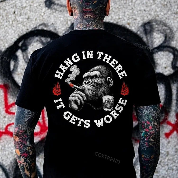 Hang in There It Gets Worse Monkey Men's T-shirt