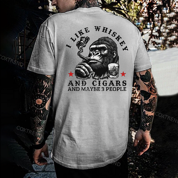 I Like Whiskey And Cigars And Maybe 3 People Printed Men's T-shirt