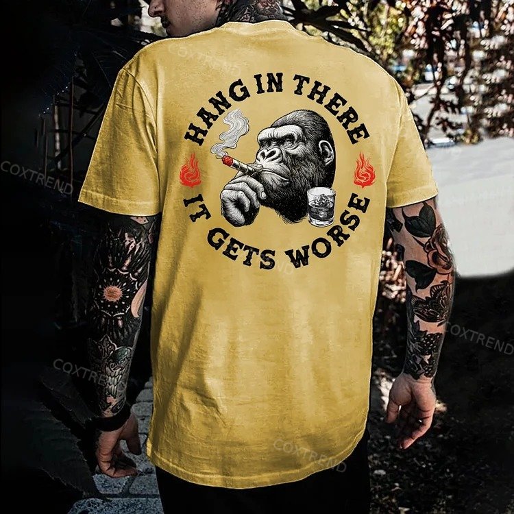 Hang in There It Gets Worse Monkey Men's T-shirt