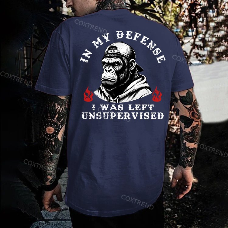 In My Defense I Was Left Unsupervised Monkey Men's T-shirt