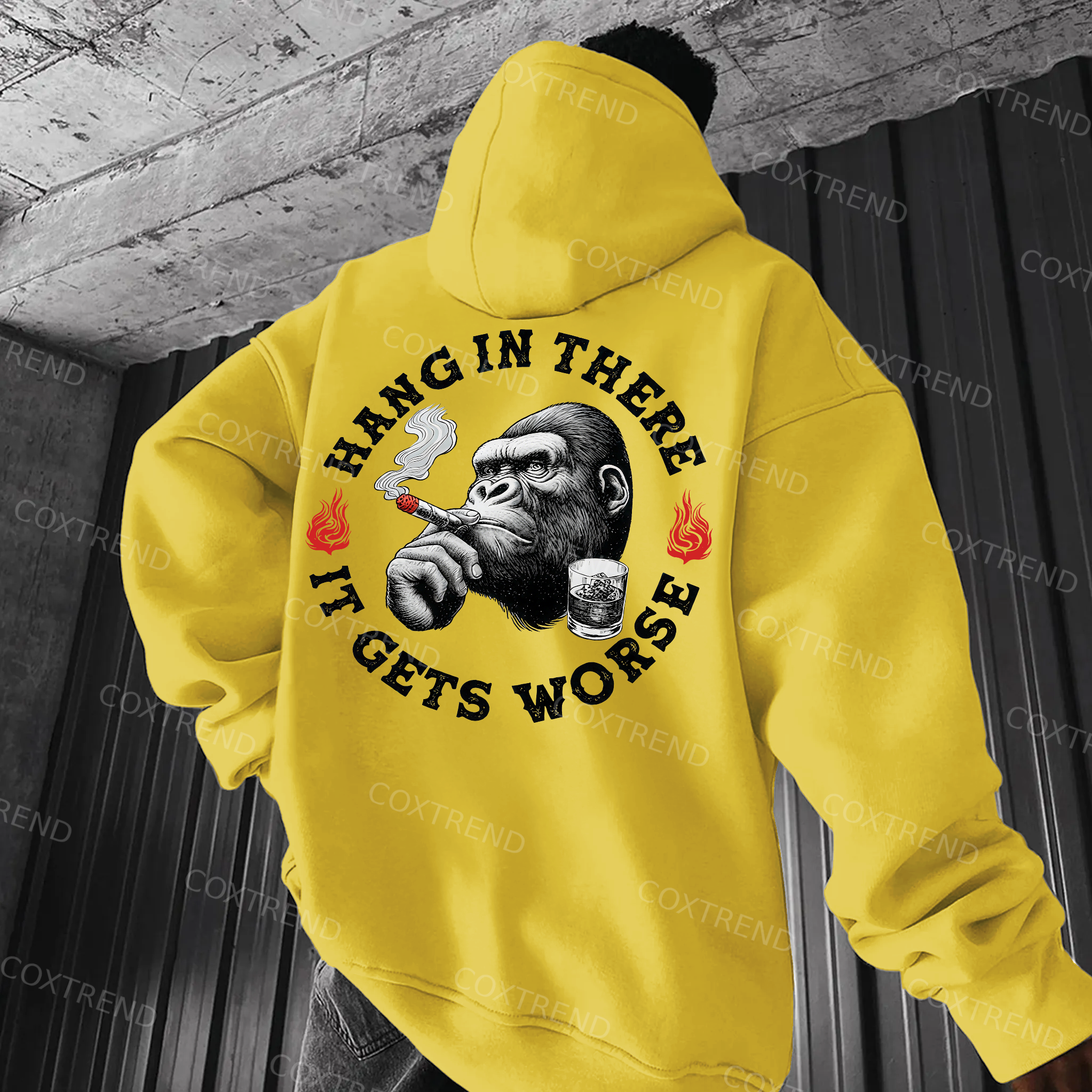 Hang In There It Gets Worse Printed Men's Hoodie