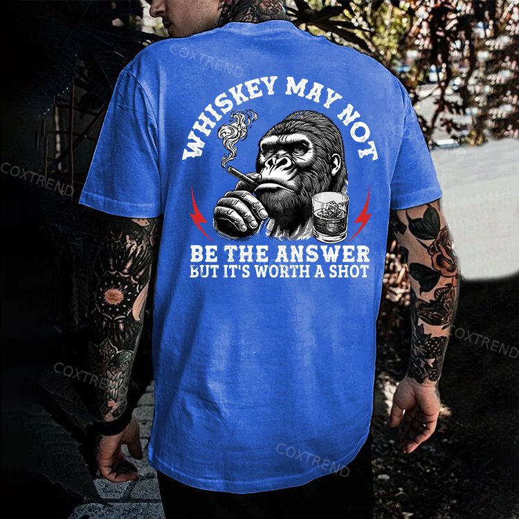 Whiskey May Not Be The Answer But It's Worth A Shot Printed Men's T-shirt