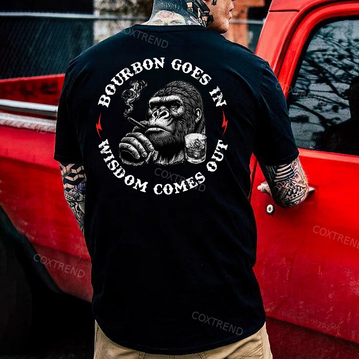 Bourbon Goes In Wisdom Comes Out Printed Men's T-shirt