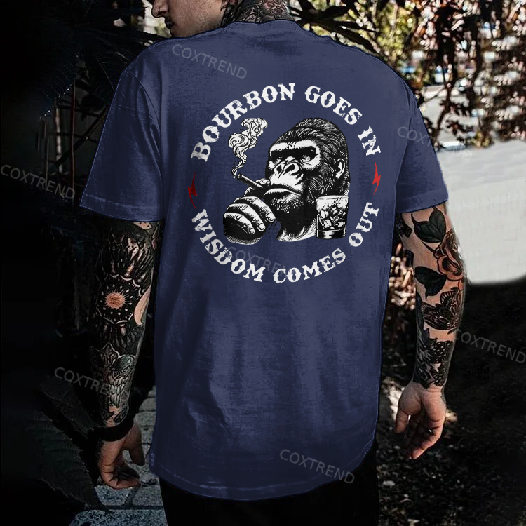 Bourbon Goes In Wisdom Comes Out Printed Men's T-shirt