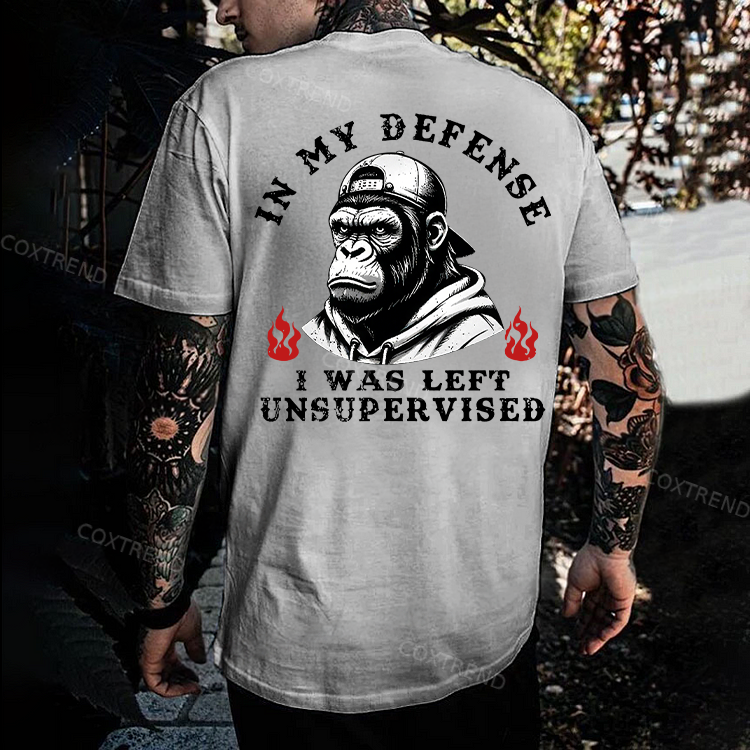 In My Defense I Was Left Unsupervised Monkey Men's T-shirt