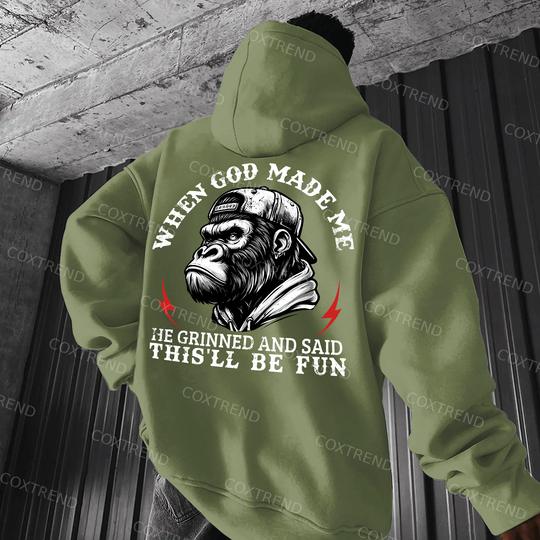 When God Made Me He Grinned And Said This'll Be Fun Printed Men's Hoodie
