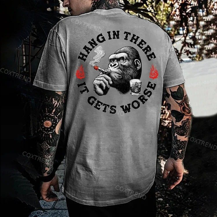Hang in There It Gets Worse Monkey Men's T-shirt