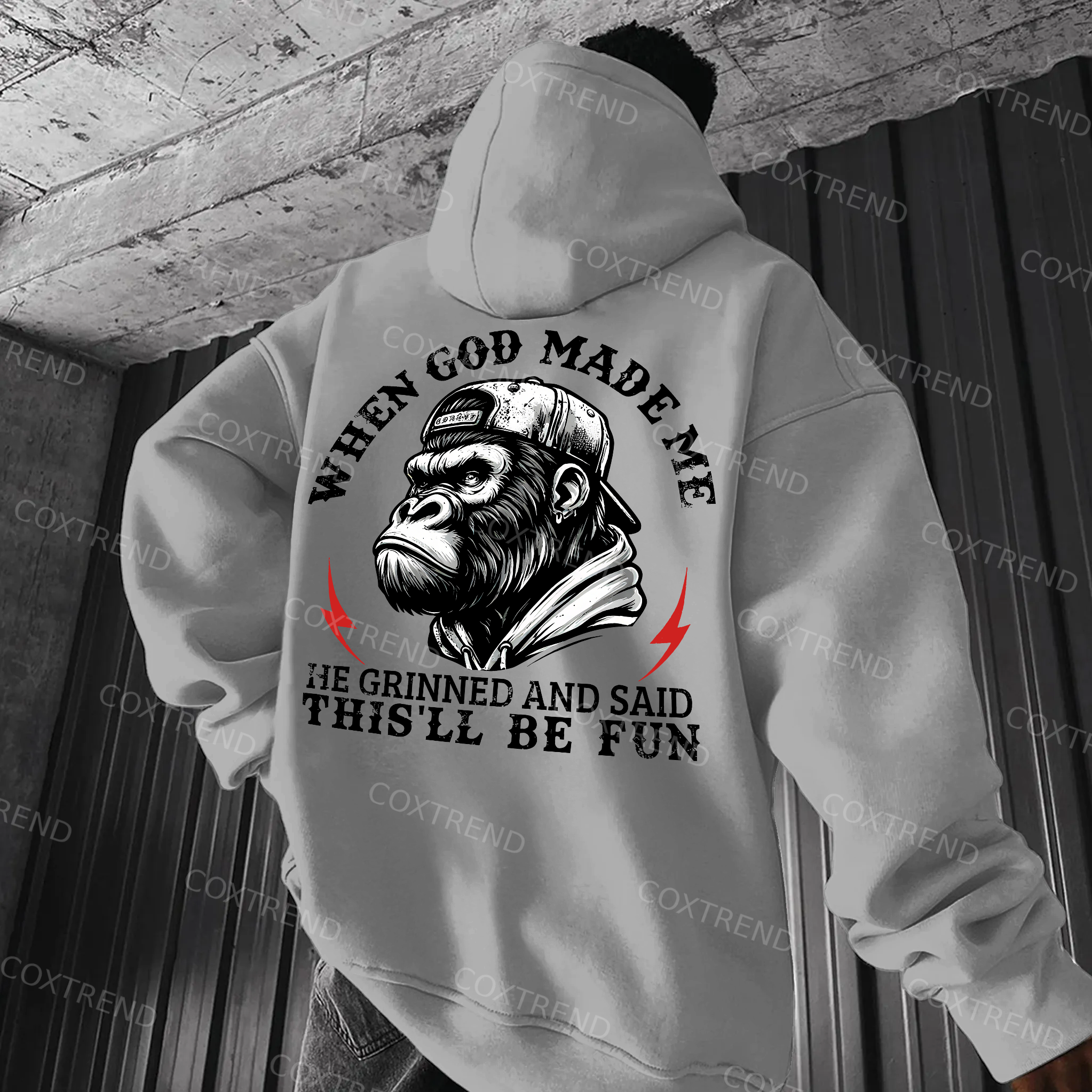 When God Made Me He Grinned And Said This'll Be Fun Printed Men's Hoodie