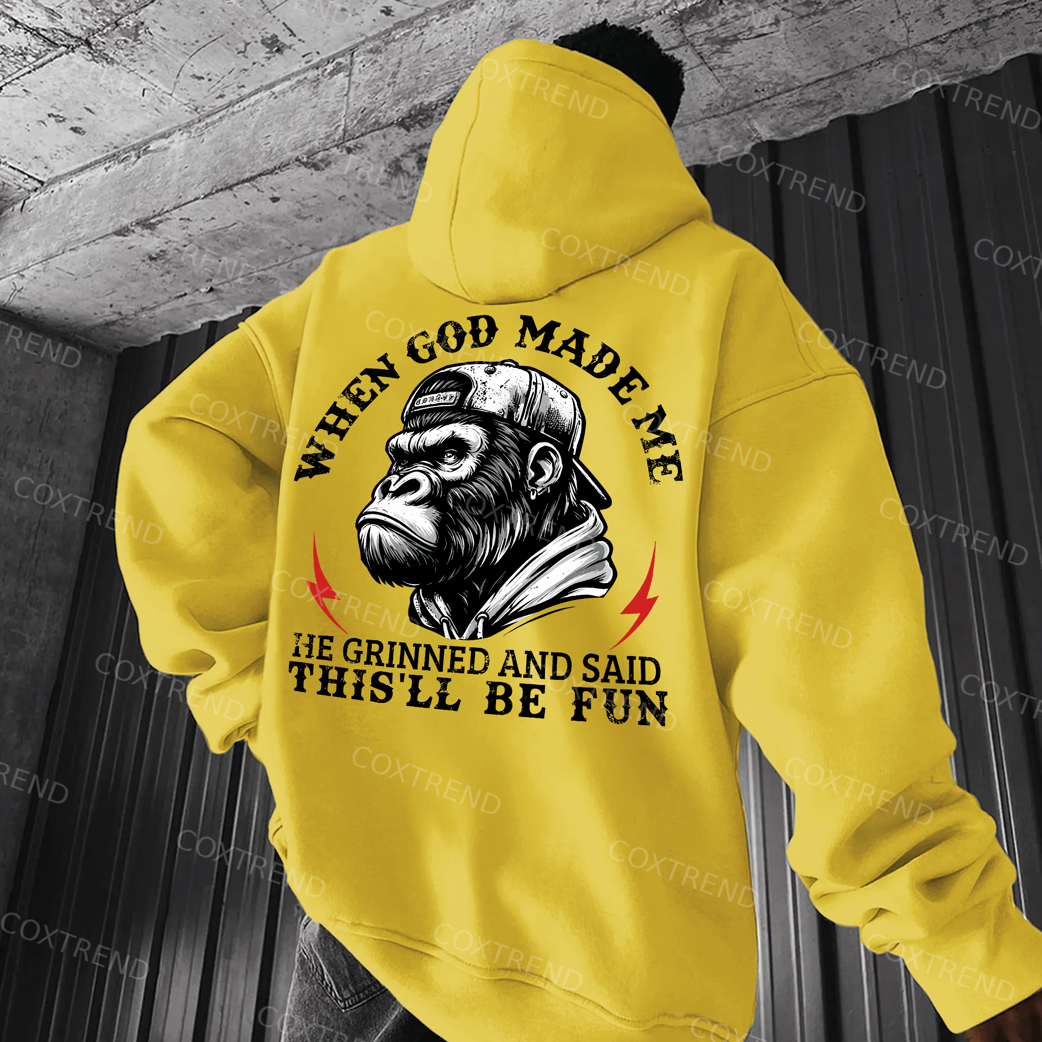 When God Made Me He Grinned And Said This'll Be Fun Printed Men's Hoodie