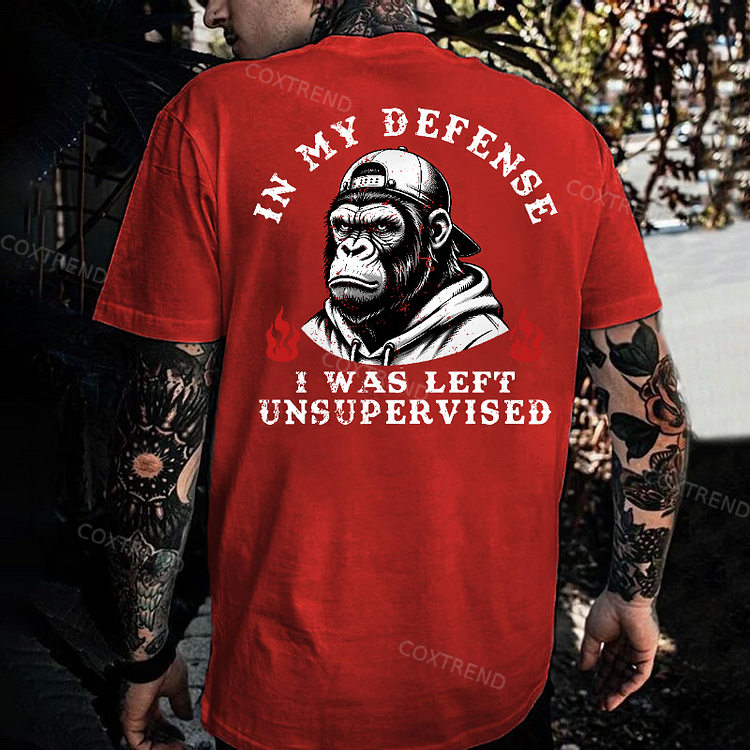 In My Defense I Was Left Unsupervised Monkey Men's T-shirt