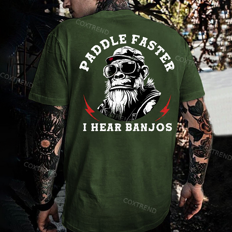 Paddle Faster I Hear Banjos Monkey T-shirt