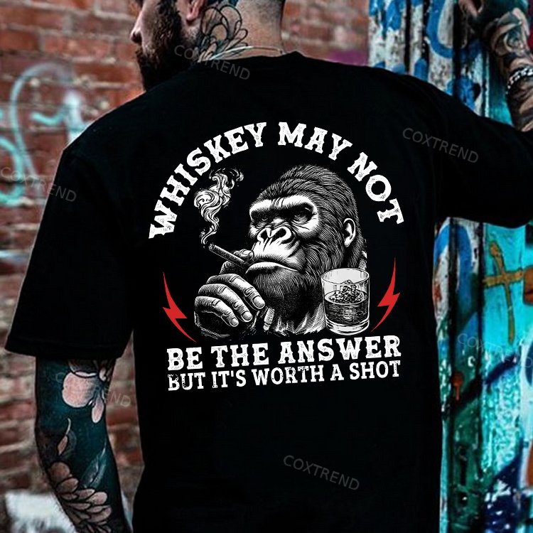 Whiskey May Not Be The Answer But It's Worth A Shot Printed Men's T-shirt
