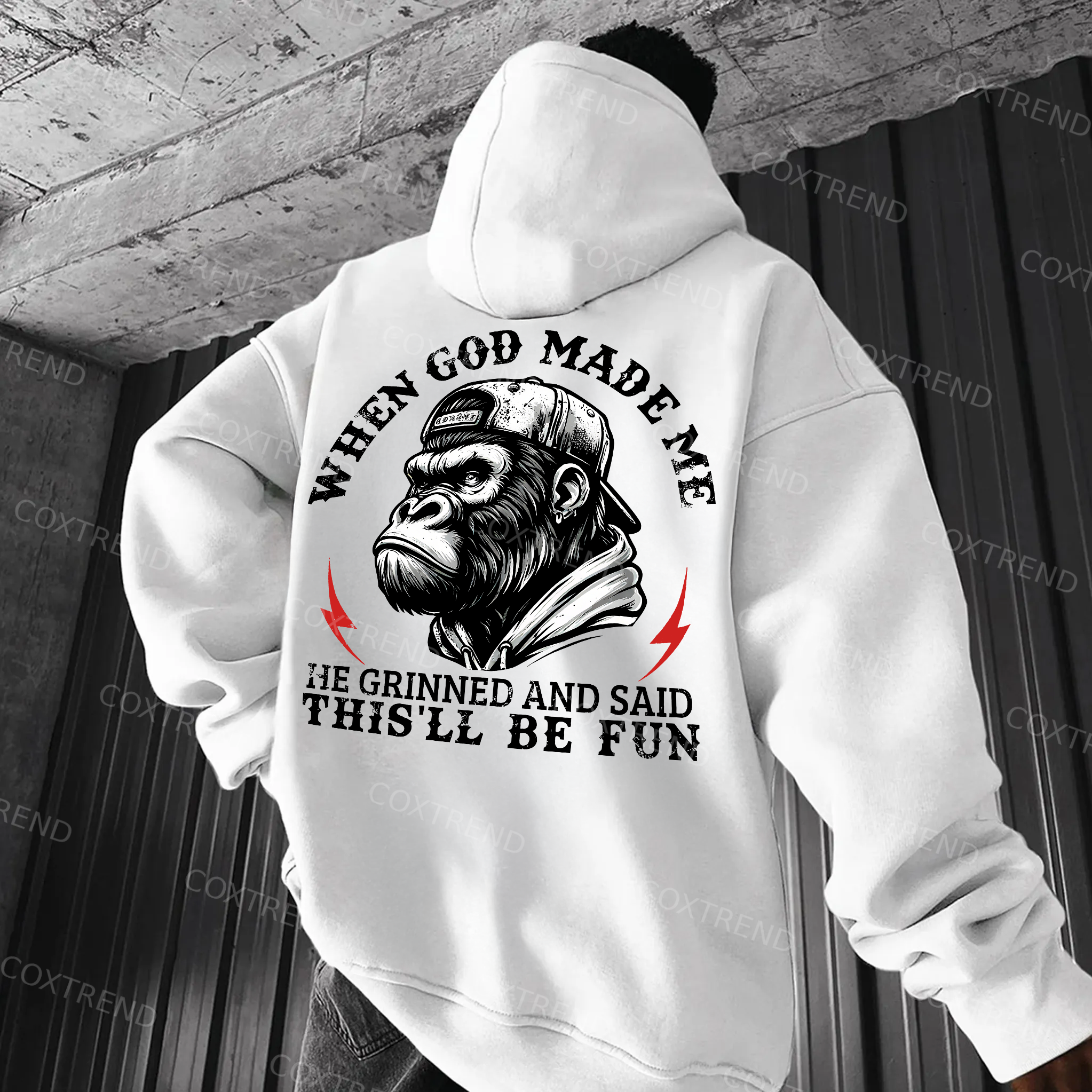 When God Made Me He Grinned And Said This'll Be Fun Printed Men's Hoodie