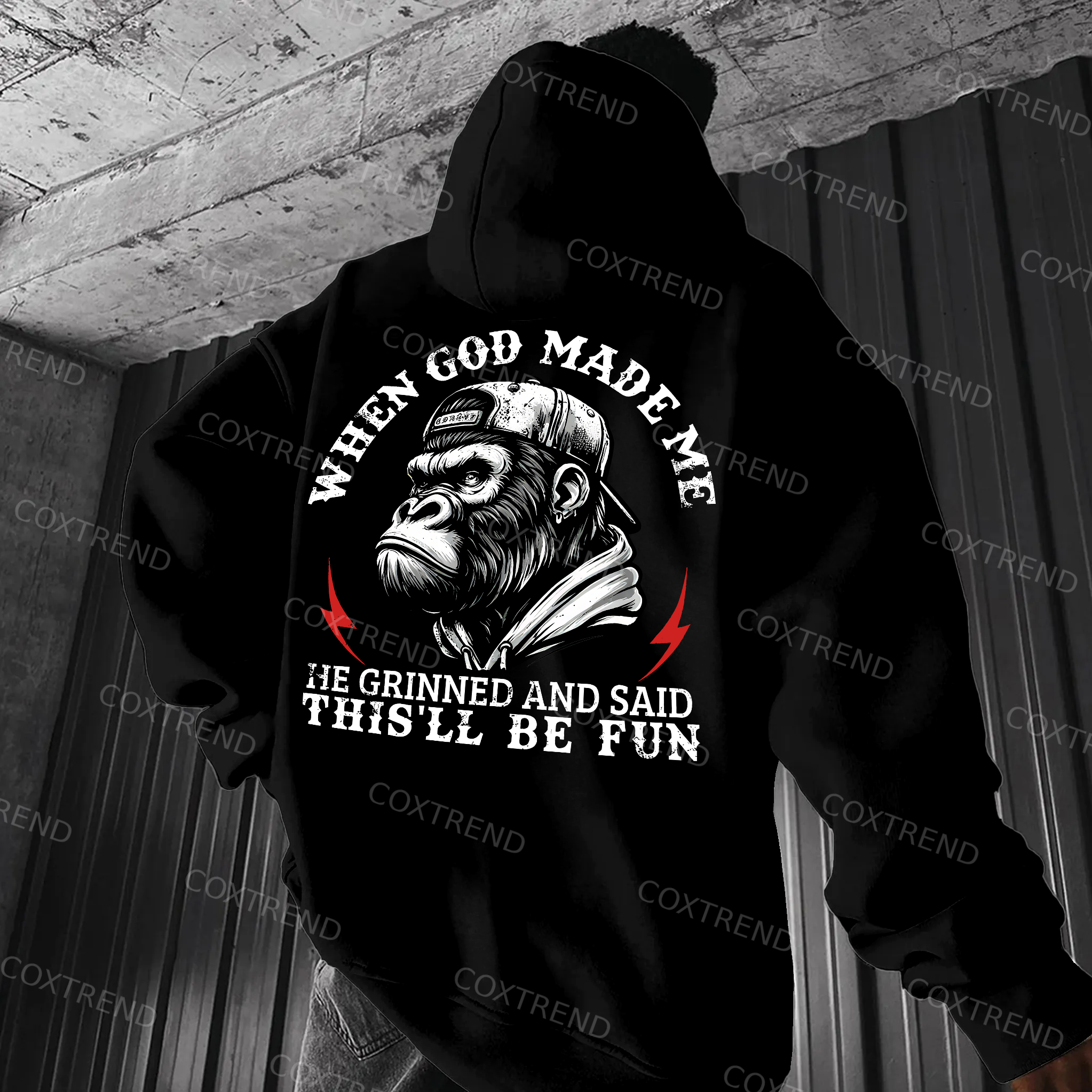 When God Made Me He Grinned And Said This'll Be Fun Printed Men's Hoodie