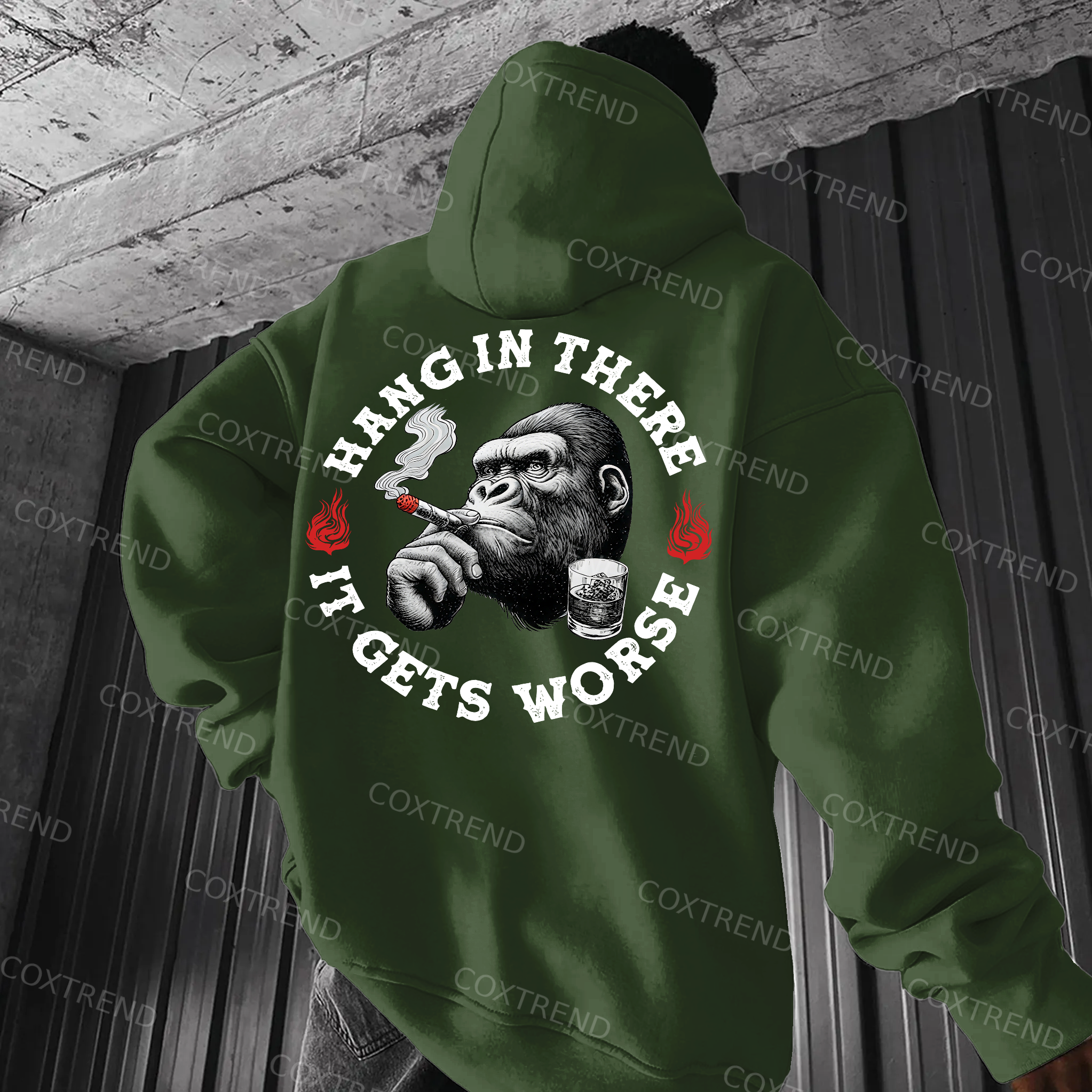 Hang In There It Gets Worse Printed Men's Hoodie