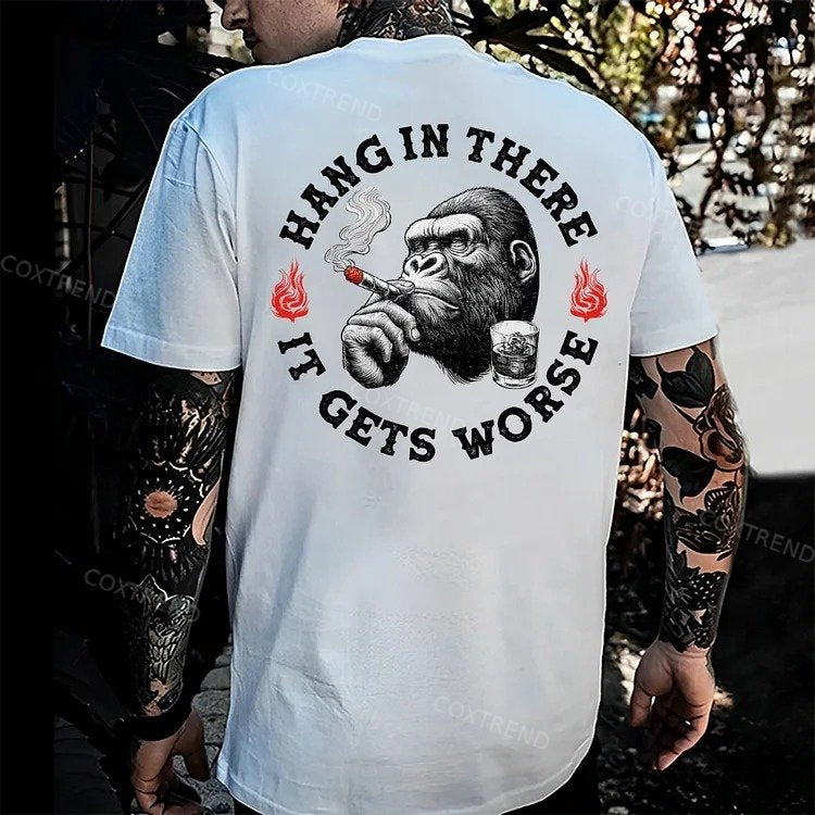 Hang in There It Gets Worse Monkey Men's T-shirt