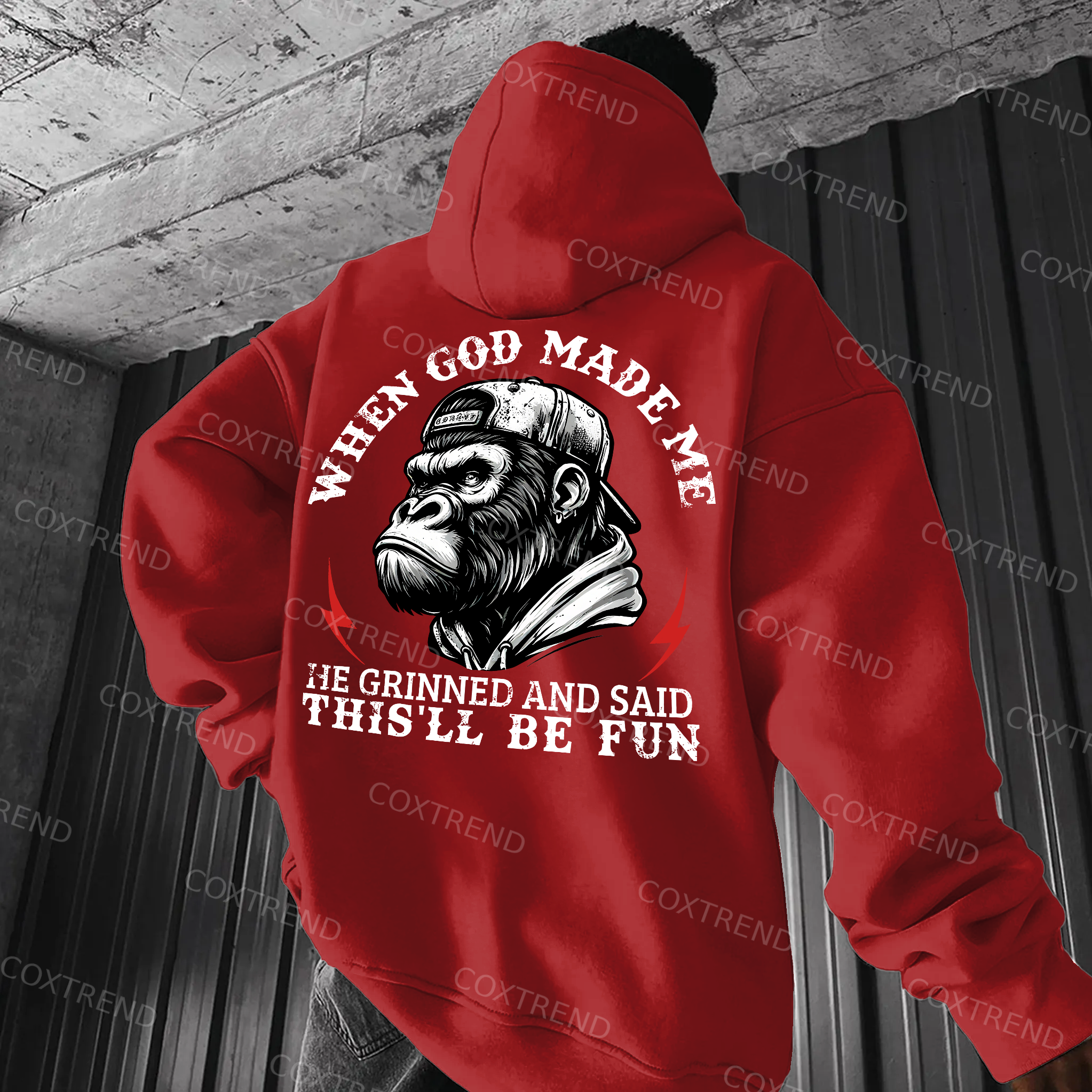 When God Made Me He Grinned And Said This'll Be Fun Printed Men's Hoodie