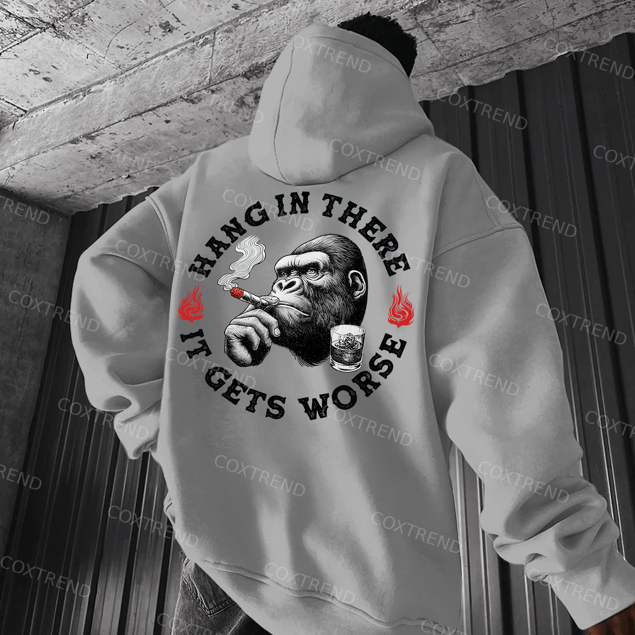 Hang In There It Gets Worse Printed Men's Hoodie