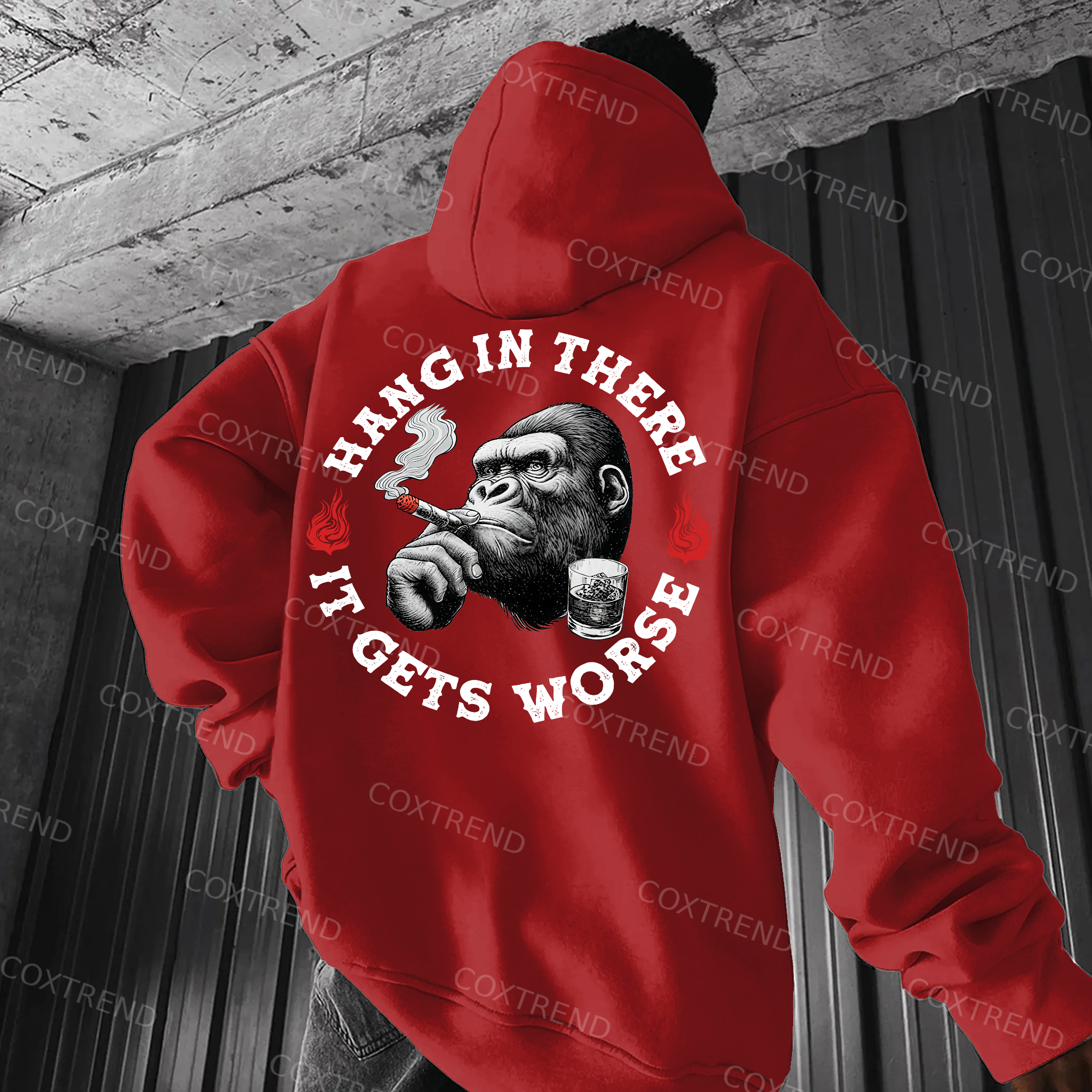 Hang In There It Gets Worse Printed Men's Hoodie