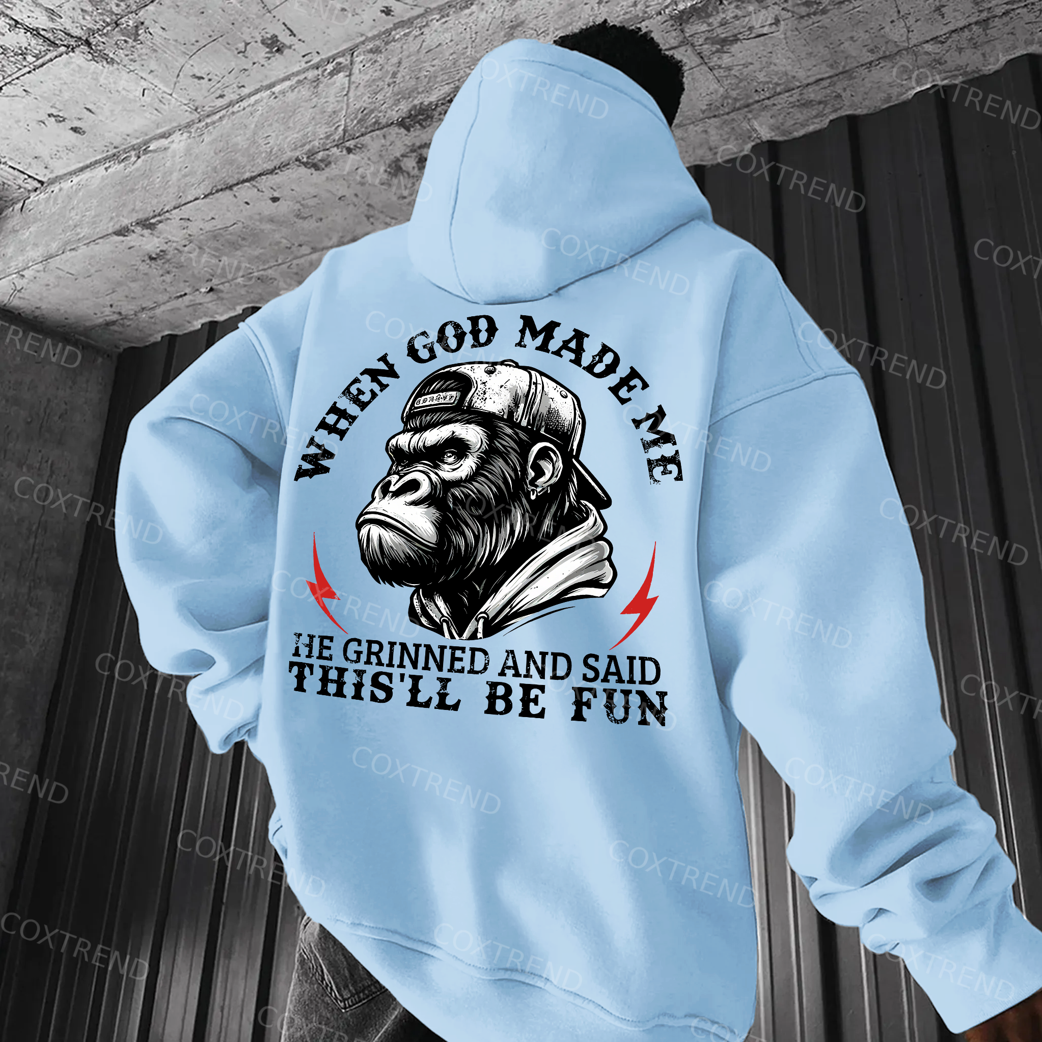 When God Made Me He Grinned And Said This'll Be Fun Printed Men's Hoodie