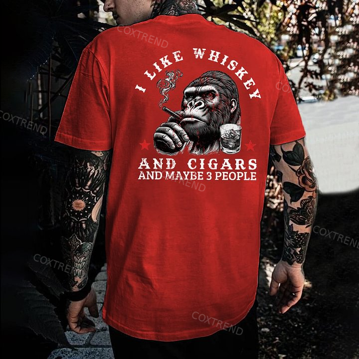 I Like Whiskey And Cigars And Maybe 3 People Printed Men's T-shirt