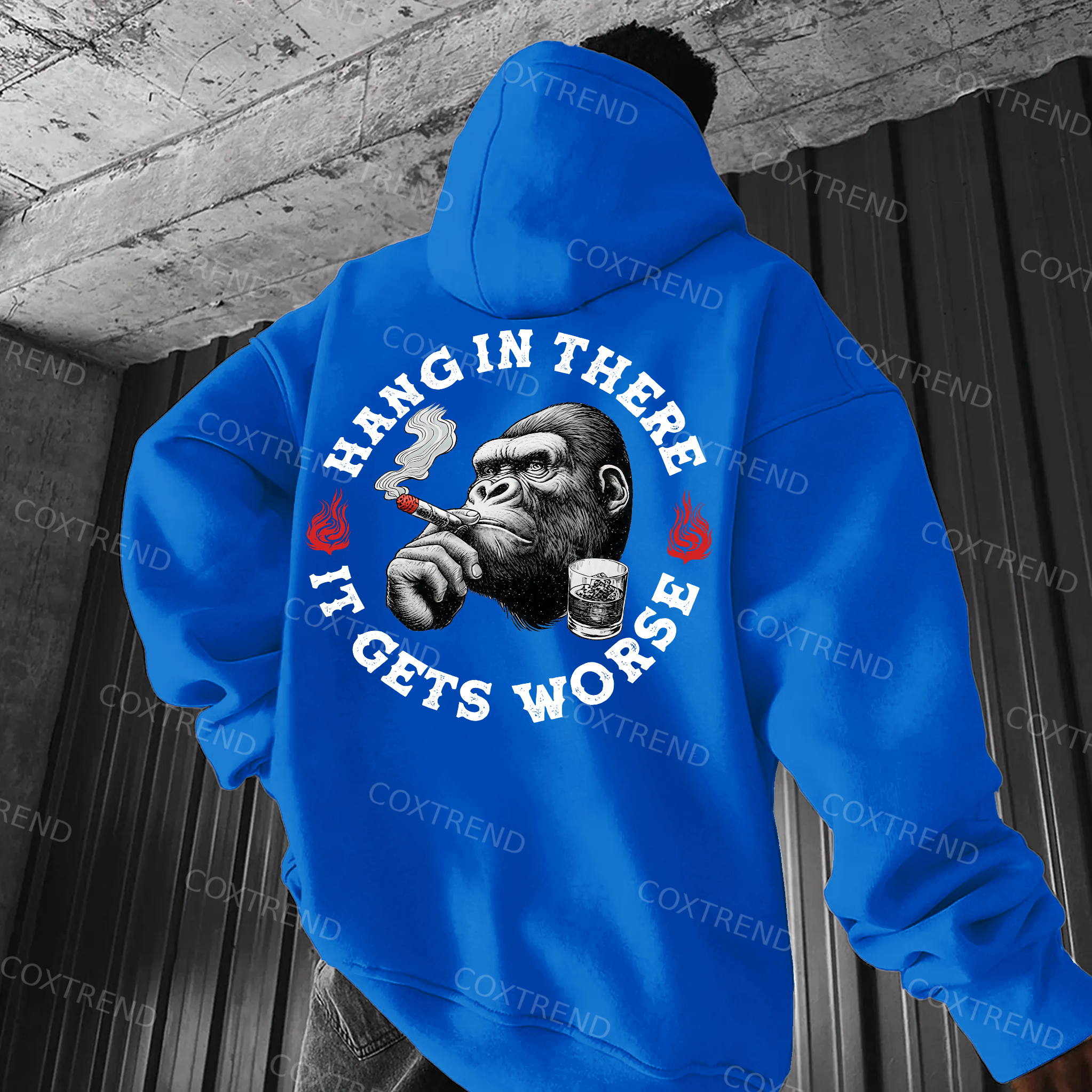 Hang In There It Gets Worse Printed Men's Hoodie