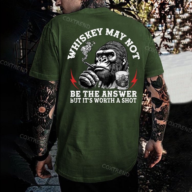 Whiskey May Not Be The Answer But It's Worth A Shot Printed Men's T-shirt
