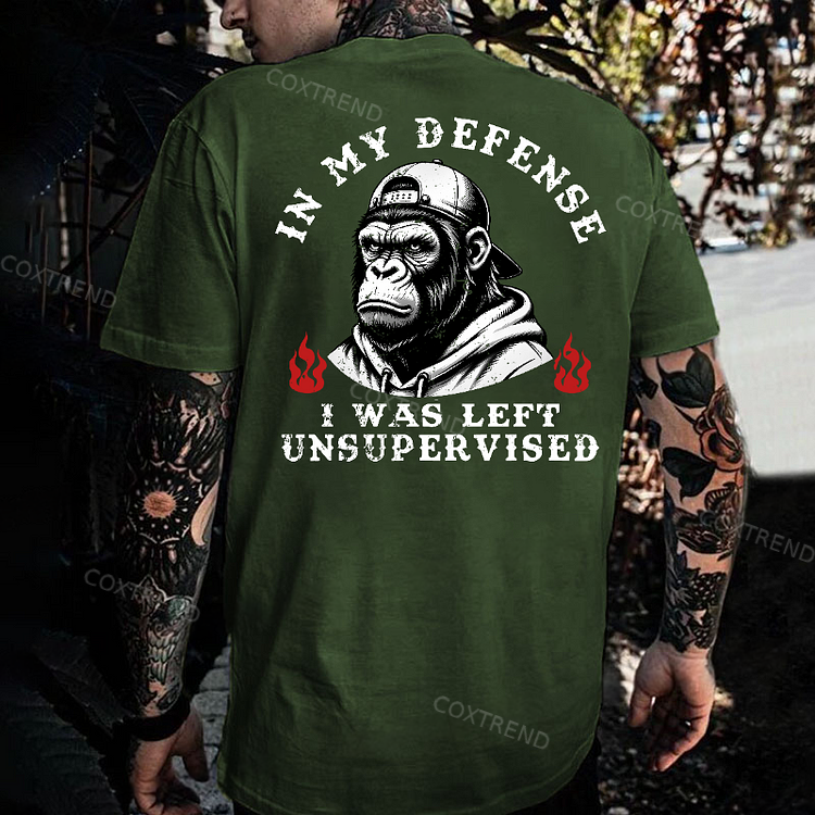 In My Defense I Was Left Unsupervised Monkey Men's T-shirt