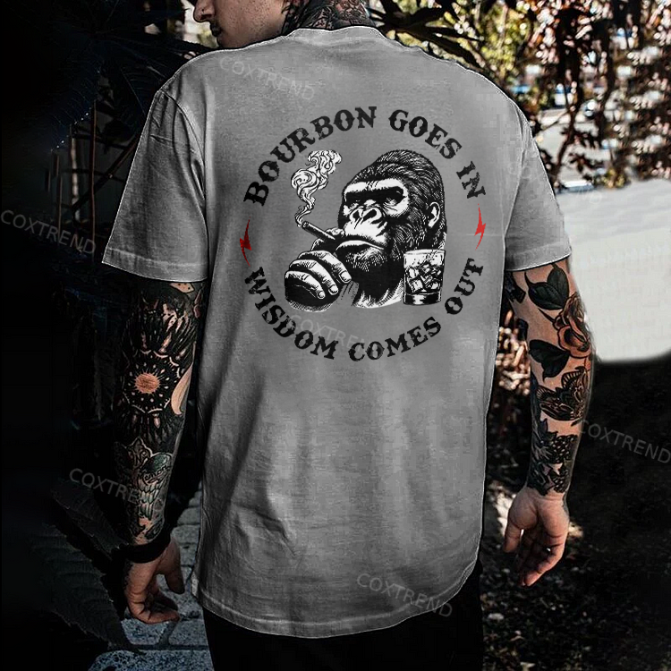 Bourbon Goes In Wisdom Comes Out Printed Men's T-shirt